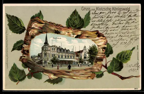 Passepartout-Lithographie Dresden-Klotzsche-Königswald, Arndt`s Kurhaus u. Restaurant