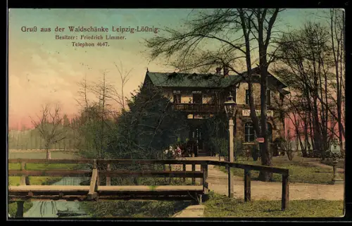 AK Leipzig-Lössnig, Gasthaus Waldschenke, Bes. Friedrich Limmer