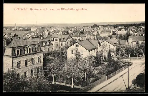AK Dresden-Klotzsche, Blick von der Alberthöhe auf die Stadt