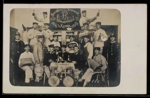 Foto-AK Dresden-Neustadt, Kompagniefeier 1908 des Leibgrenadier-Regiments