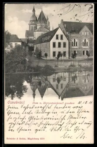 AK Osnabrück, Dom von der Strasse am Herrenteichwall aus gesehen