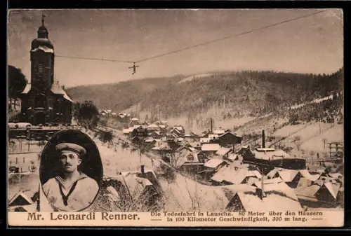 AK Lauscha, Todesfahrt von Mr. Leonardi Renner, Akrobat