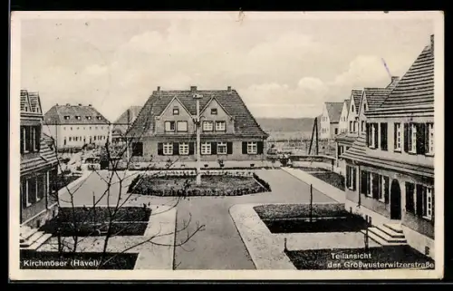 AK Kirchmöser /Havel, Teilansicht der Grosswusterwitzerstrasse mit Anlagen
