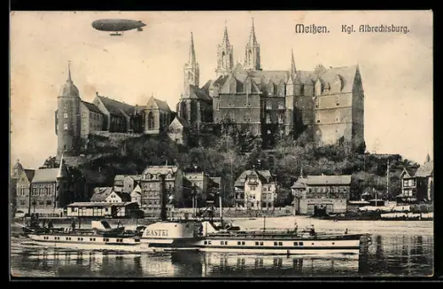 AK Meissen, Albrechtsburg und Luftschiff