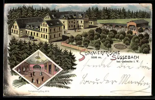 Lithographie Süssebach, Gasthaus, Saal