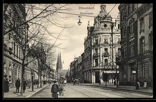 AK Düsseldorf, Strassenbahn in der Oststrasse