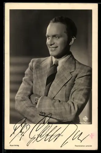 AK Fritz Genschow, Portrait des Schauspielers, Autograph