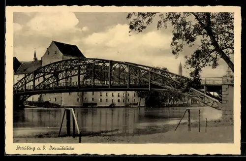 AK Straubing a. D., Ansicht der Donaubrücke
