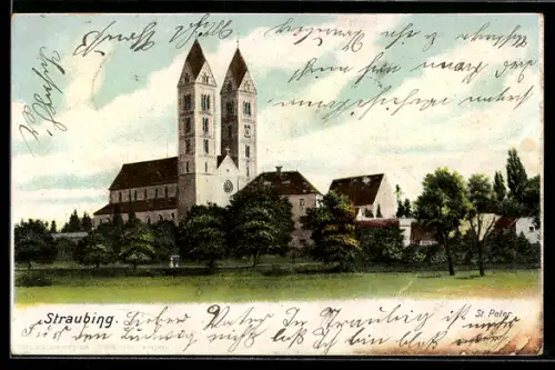 AK Straubing, Ansicht der Kirche St. Peter