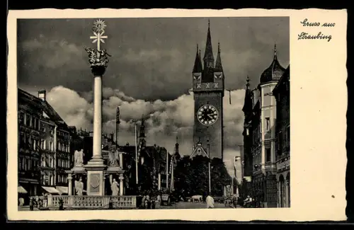 AK Straubing, Stadtturm und Mariensäule