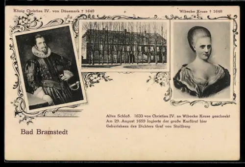 AK Bad Bramstedt, Altes Schloss, König Christian IV. von Dänemark, Wibecke Kruse