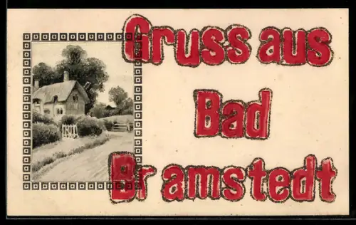 Künstler-AK Bad Bramstedt, Wohnhaus am Feldweg