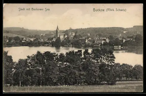AK Buckow, Stadt mit Buckower See