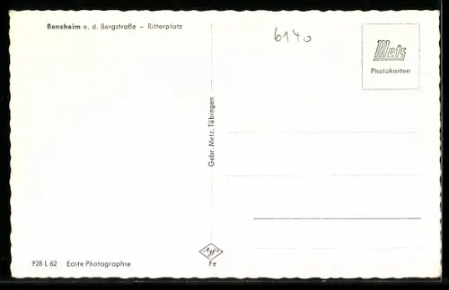 AK Bensheim a.d. Bergstrasse, Ritterplatz mit Restaurant Zum Ritter