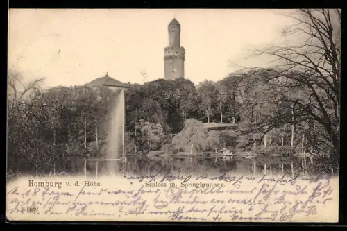 AK Homburg v. d. Höhe, Schloss mit Springbrunnen