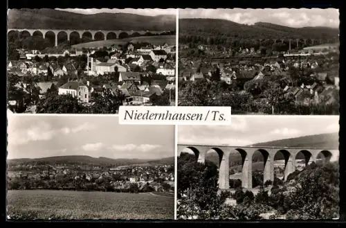 AK Niedernhausen /Ts., Teilansicht, Viadukt, Ortspartie