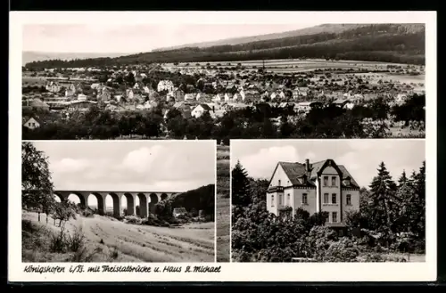 AK Königshofen /Ts., Ortsansicht aus der Vogelschau und Haus St. Michael