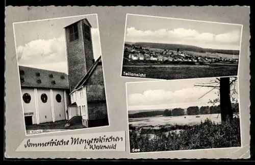 AK Mengerskirchen i. Westerwald, Teilansicht, Kirche, See