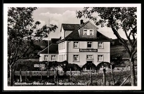 AK Vielbrunn / Odenwald, Blick zur Pension Weyrich