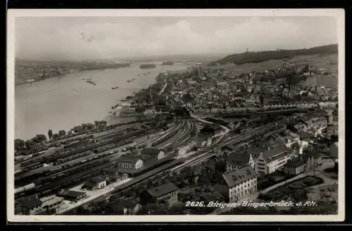 AK Bingen-Bingerbrück a. Rh., Flusspartie mit Stadtansicht