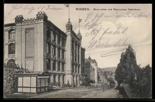 AK Bingen / Rhein, Rochusallee und Rheinisches Technikum