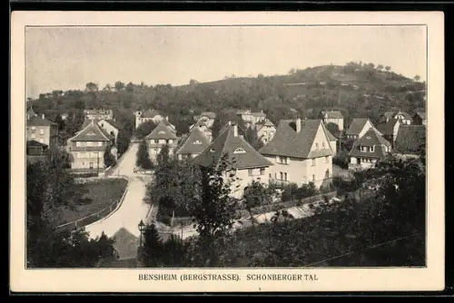 AK Bensheim /Bergstrasse, Schonberger Tal, Ortsansicht aus der Vogelschau