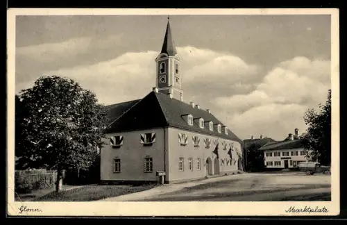 AK Glonn, Marktplatz mit Rathaus