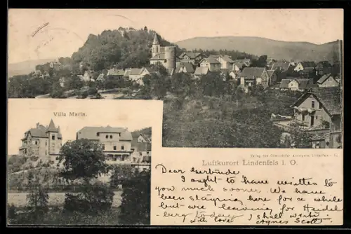 AK Lindenfels i. O., Hotel Villa Maria, Teilansicht