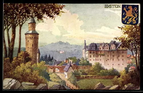 Künstler-AK Idstein, Die Burg Etichstein