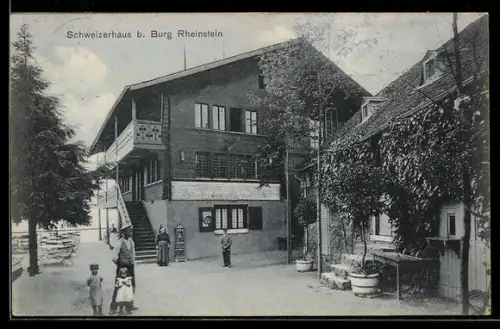 AK Rheinstein, Schweizerhaus bei Burg Rheinstein