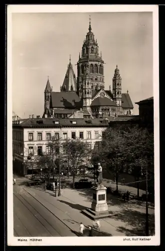 AK Mainz, Höfchen, Gutenberg-Denkmal, Dom