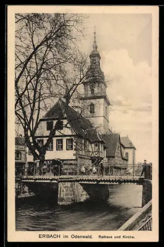 AK Erbach im Odenwald, Rathaus und Kirche