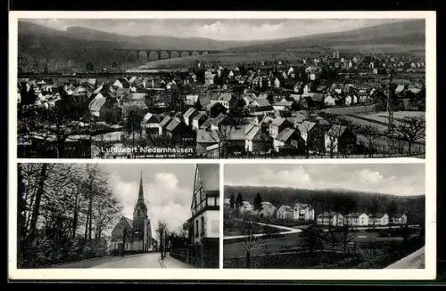AK Niedernhausen /Ts., Kirche, Wohnhäuser, Viadukt