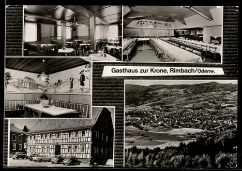AK Rimbach /Odenw., Gasthaus zur Krone, Saal, Staatsstr. 1