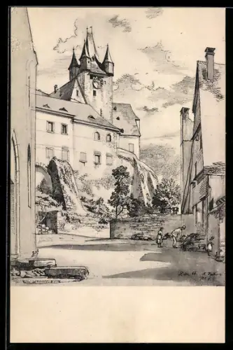 Künstler-AK Diez, In der Altstadt