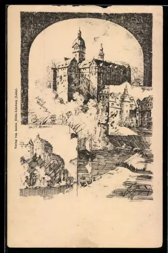Künstler-AK Weilburg, Schloss, Schlosshof
