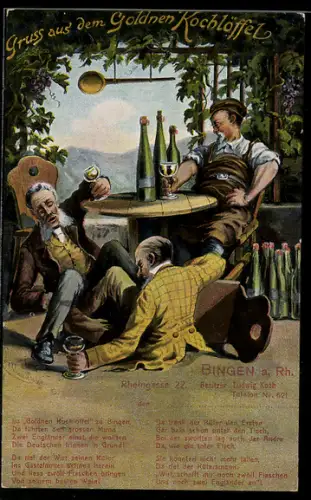 AK Bingen a. Rh., Gasthaus Goldner Kochlöffel, Inh. Ludwig Koch, Rheinstrasse 22