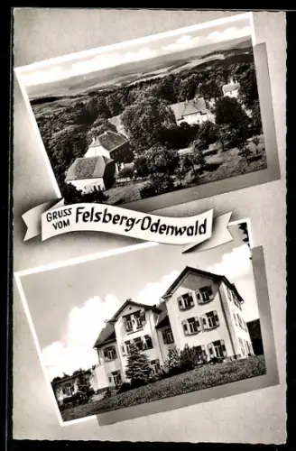 AK Felsberg /Odenwald, Ortsansicht aus der Vogelschau