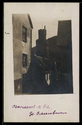 Foto-AK Oberwesel a. Rh., Blick auf den Ochsenturm