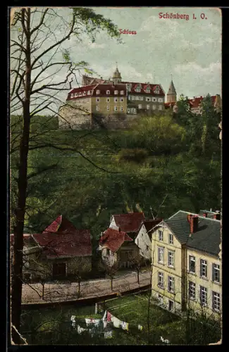 AK Schönberg i. O., Blick zum Schloss