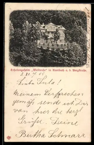 AK Auerbach a. d. Bergstrasse, Erholungsheim Waldruhe