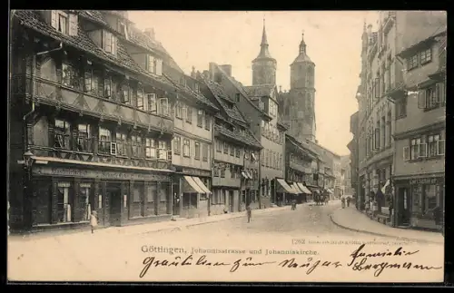 AK Göttingen, Johannisstrasse und Johanniskirche