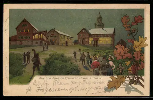Lithographie Schmitten, Gesellschaft am grossen Feldberg