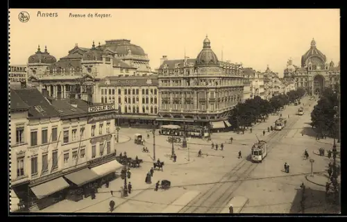 AK Anvers, Avenue de Keyser, Strassenbahn