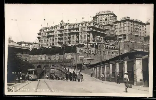 AK Genova, Piazza Principe, Miramare, Strassenbahn