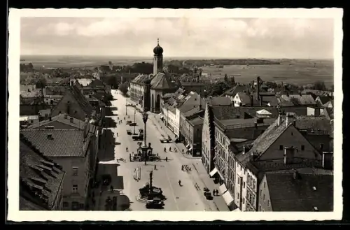 AK Straubing an der Donau, Blick vom Stadtturm auf den Theresienplatz