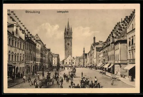 AK Straubing, Ludwigsplatz, Panorama