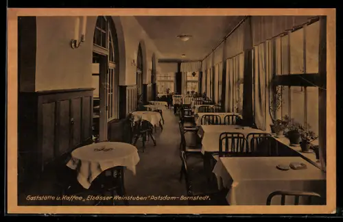AK Potsdam-Bornstedt, Gasthaus und Kaffee Elsässer Weinstuben, Inh. A. Pitzschk, Innenansicht