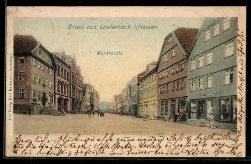 AK Lauterbach i. Hessen, Partie am Marktplatz mit Geschäften
