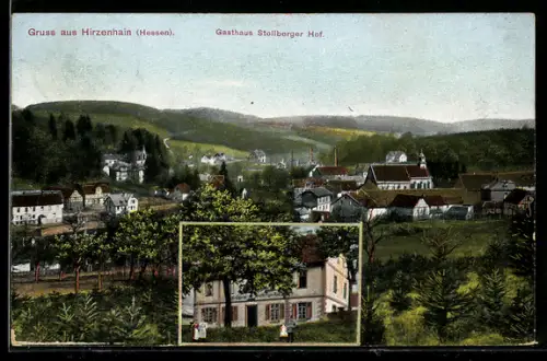 AK Hirzenhain / Hessen, Gasthaus Stollberger Hof, Teilansicht vom Ort